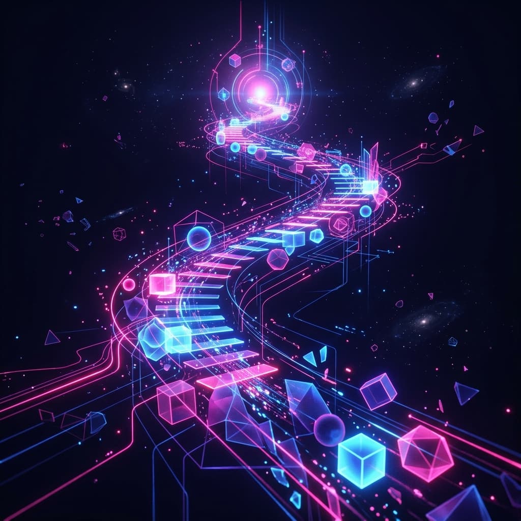 Imagem abstrata de jornada tecnológica